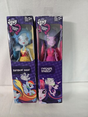 2014 Hasbro Lot 2 My Little Pony Equestria Girls 9'' Dolls Rainbow Dash & Sparkle