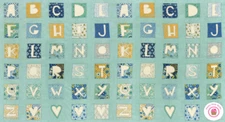 Moda BISCUITS & GRAVY Blue Aqua ABC Panel 30480 14 Basic Grey QUILT FABRIC PANEL