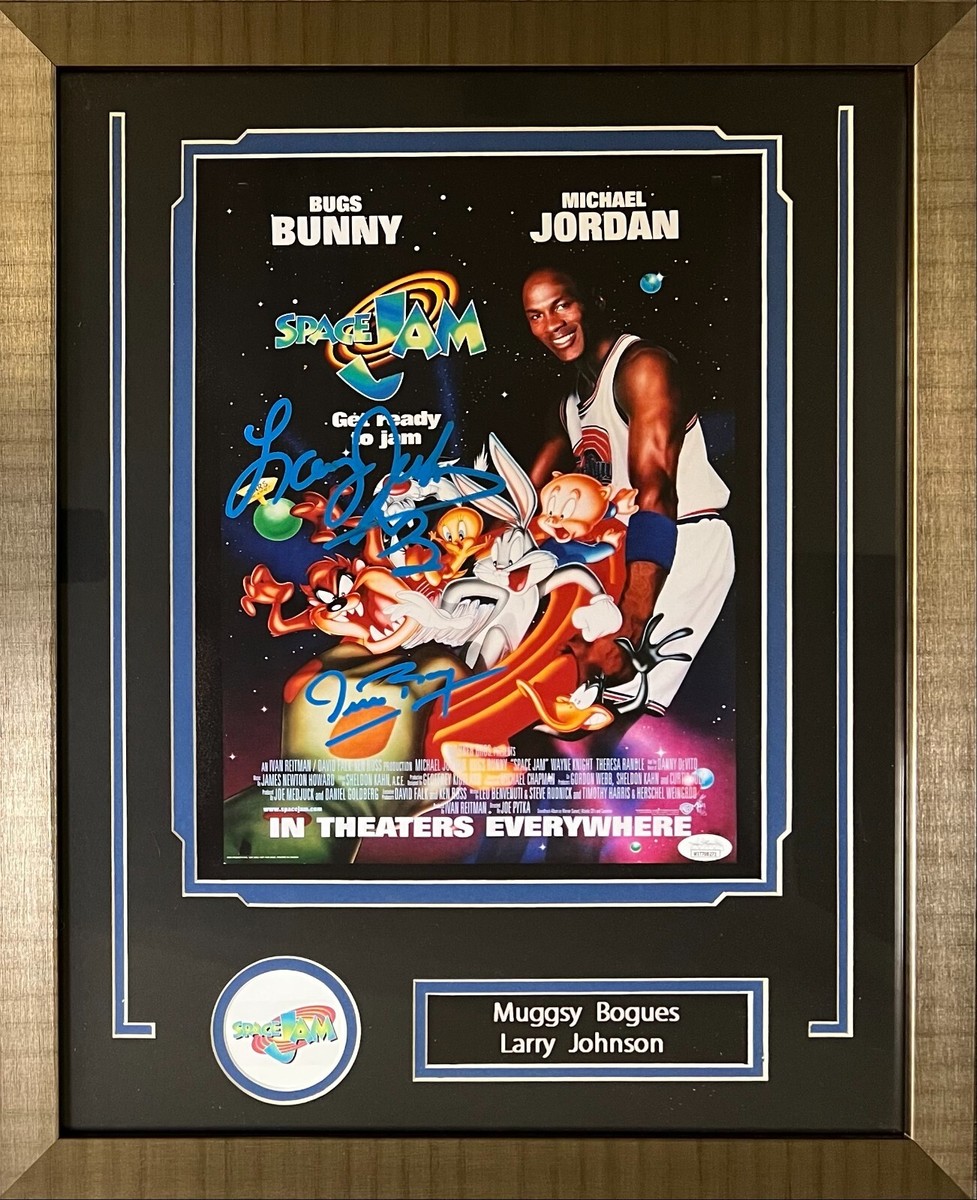 Larry Johnson Muggsy Bogues signed 11x14 framed photo NBA Space
