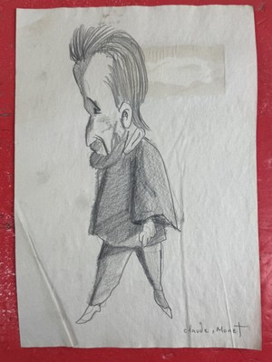 Claude Monet (Handmade) Drawing on paper signed and stamped mixed media