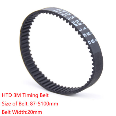 HTD3M 87-5100mm Black Close Loop Rubber Pulley Timing Belt Pitch 3mm Width 20mm