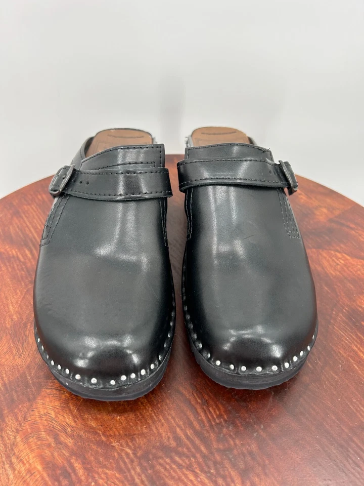 Troentorp Классические Шведские Сабо Mules Кожаные Слипоны с Пряжкой Черные Размер 38 - Изображение 2 из 4