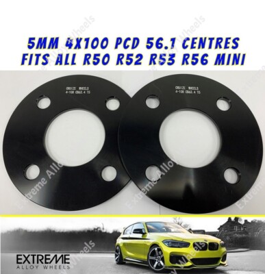 Für Mini Spurverbreiterungen 5mm R50 R52 R53 R56 schwarz Alu Nabe zentrisch 4x100 56,1 x2