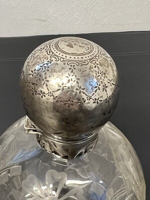 Antiker Parfum Flakon groß geschliffenes Sodaglas & Silber, Chester Punze um:-1909.