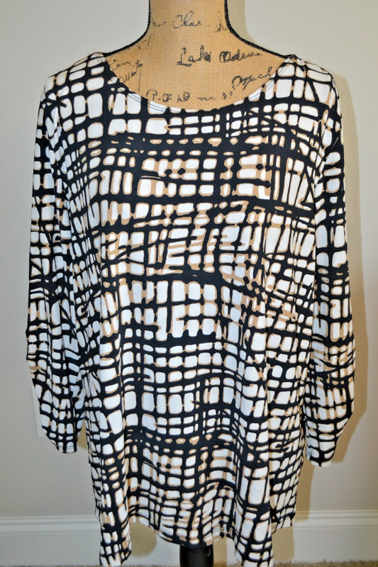Choices Black/White & Tan Tunic Top - 3X