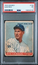 1933 Goudey #134 Sam Rice Washington Senators PSA 1 New Label