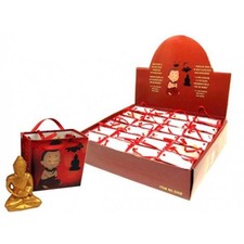 Statuetta Buddha dorato meditazione statua 5,3 cm preghiera borsa busta regalo