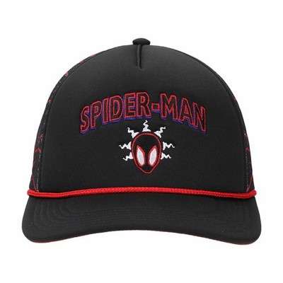 Spider-Man Into Spider-Verse Miles Morales Spidey Sense Black Trucker Cap Hat