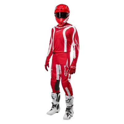 Komplett Anzug Cross Enduro Versuch MTB Jersey + Hose Fluid Lurv Rot Weiß