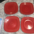 Fiesta Square Plate Fiestaware Dinner Plates LOT of  4 Red 10.75"