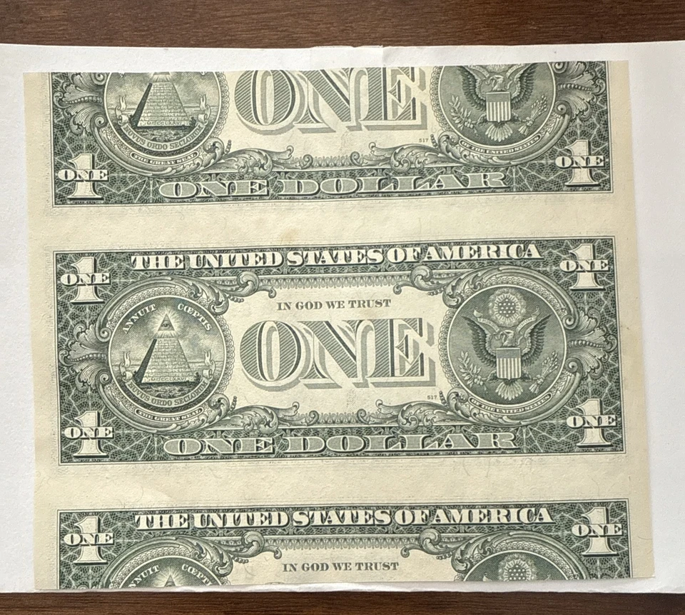 1995 $1- MISCUT/MISALIGNMENT NOT AN ERROR CUT FROM BEP ISSUED SHEET - Image 4 of 4