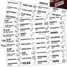 80 PCS Magnetic Toolbox Labels  Large, Easy-Read Tool Chest Drawer Organizers