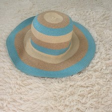 Panama Jack Womens Striped Sun Hat Beige Blue...