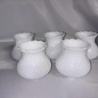 Vintage 5 Milk Glass Lampshade Hobnail Pattern Tulip Shape Scalloped Rim