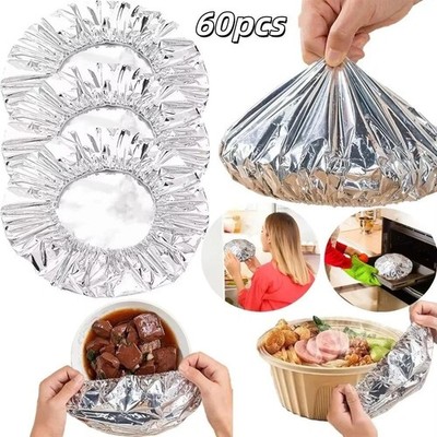 10-60PCS Reusable Aluminum Foil Food Covers Heat Insulation Bowl Pot Lids USA*