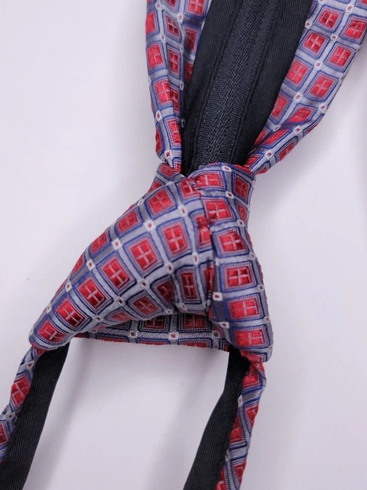 Мужской официальный галстук Umo Lorenzo 23 дюйма Lx3,75 дюйма с синей/красной молнией - Изображение 3 из 4