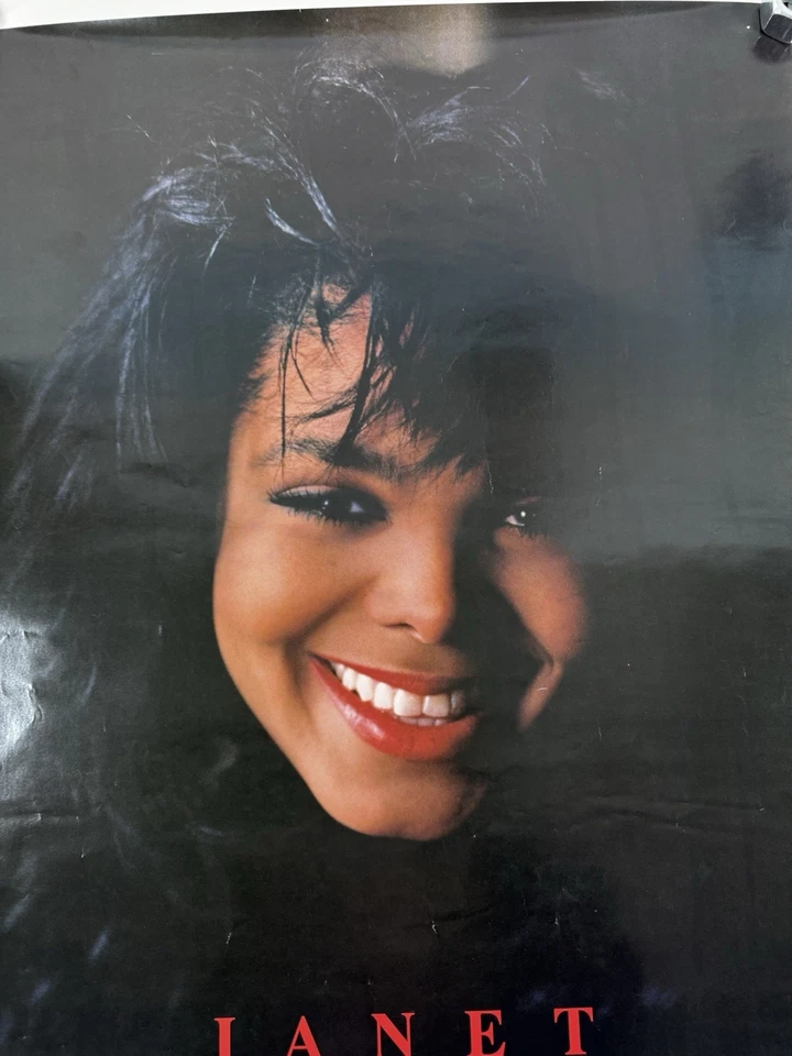 Vintage Janet Jackson Poster 1990 36x24 A&M Records Portrait Smiling Music 90s - Image 4 of 4