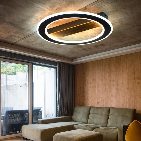 Deckenleuchte Deckenlampe Designleuchte Wohnzimmerlampe Holz Metall Braun Led-image