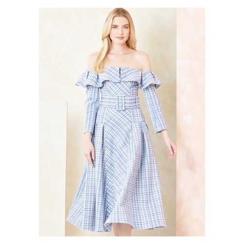 Vogue Schnittmuster V2104 - Kleid - schulterfreies Kleid mit Volant - Bild 3 von 6