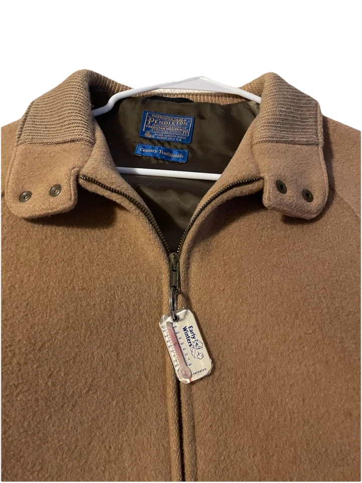 Vintage Pendleton Jacket Mens Large Beige Wool Pockets Country Traditions - Image 3 of 4