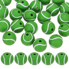 25PCS Sports Tennis Beads 12mm Silicone for DIY Crafts/Bracelet Green 