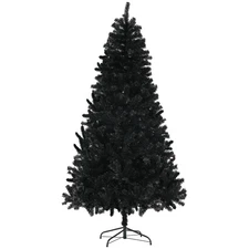 HOMCOM 7.5ft Black Artificial Unlit Christmas Tree - 1346 Tips, Auto Open