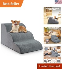 3-Step Dog Stairs for Small Dogs, Dog Ramp for Bed 15.7" H  pet stairs, dog ...