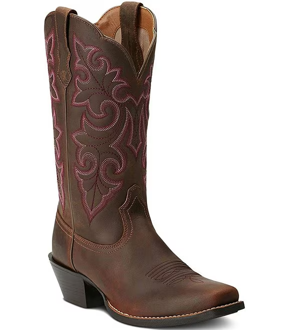 Sale! Ariat Women's Round Up Square Toe Leather Western Boots, Free Shipping