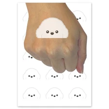 Peeking Bichon Frise Dog Temporary Tattoo Fake Body Art