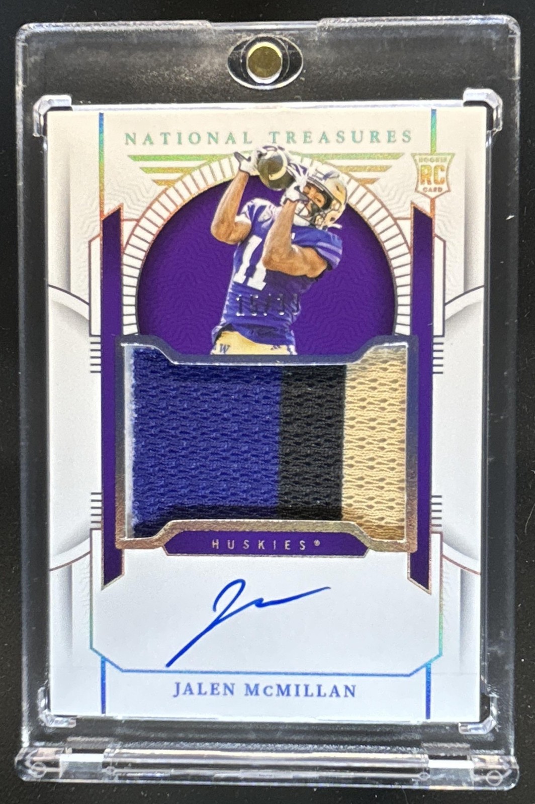 Jalen McMillan Panini National Treasures Collegiate #68 Autograph College Material Silver
