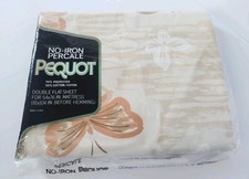 NOS PEQUOT Vintage Double Flat Sheet No Iron Percale BUTTERFLIES USA New