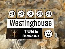 Sleeve of 5 Westinghouse 6AQ5A Power Vacuum Tubes in original boxes - NOS