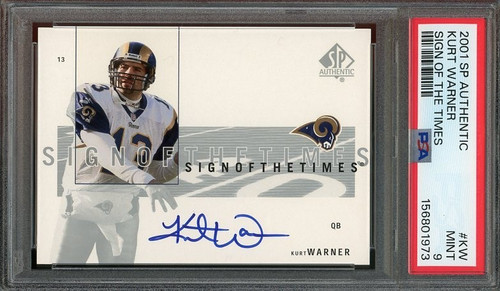 Kurt Warner #KW 2001 SP Authentic Sign of the Times card