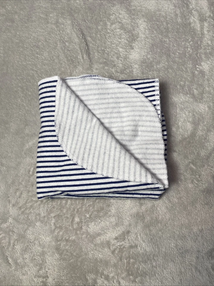 Manta Recipiente Bebé Recipiente Rayas Blanco Azul Líneas Franela Algodón Lovey Foto 2 de 4