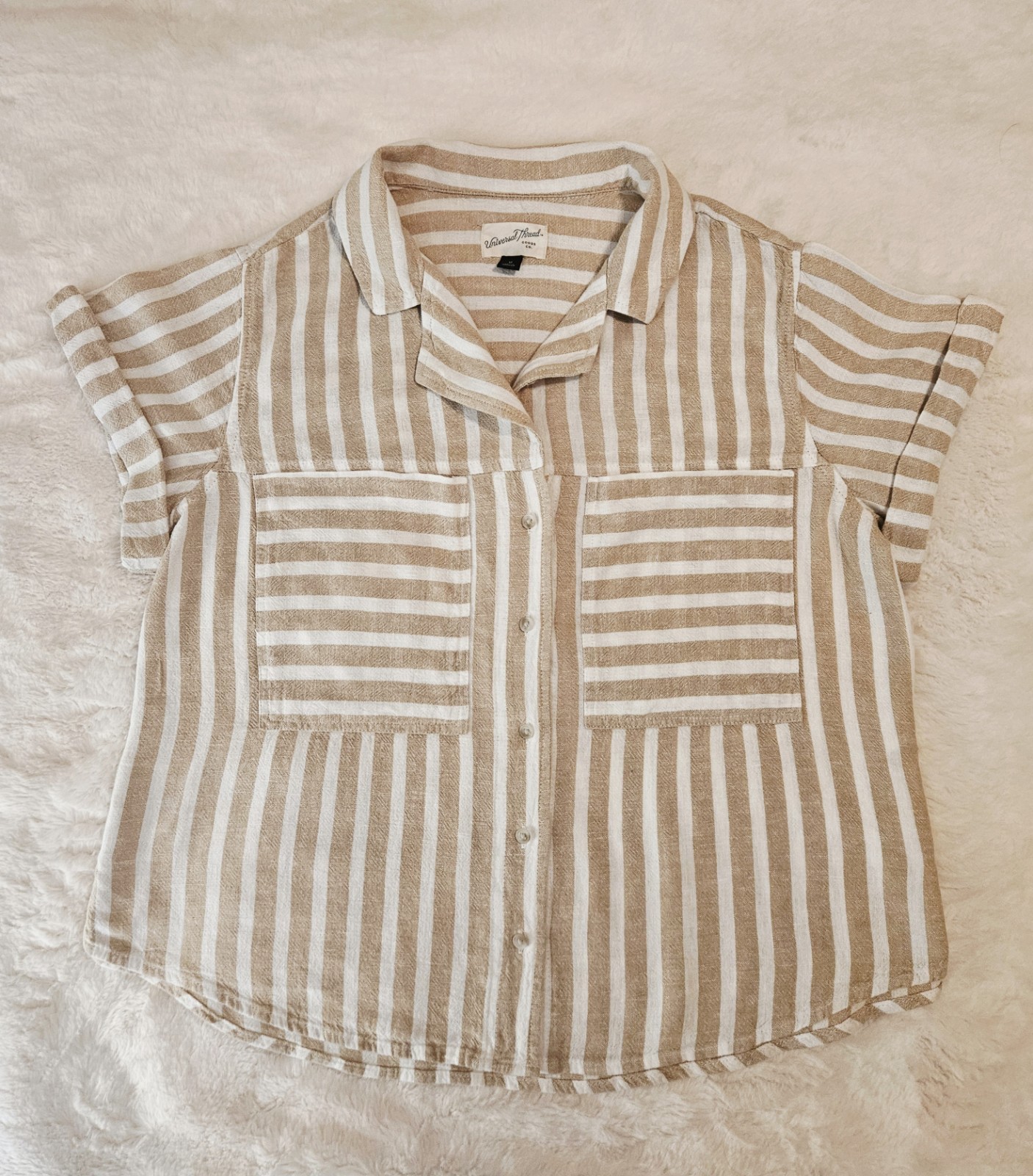 Universal Thread Striped Linen Button-down Shirt … - image 1