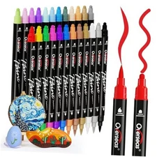  Acrylic Paint Markers, 24 Dual Tip Paint Pens Acrylic 1 Count (Pack of 24)
