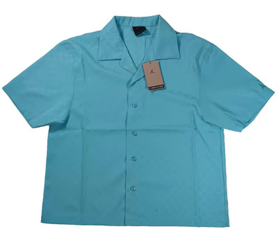 Nike Jordan Essentials Men Med ''23'' Jacquard Blue Cabana Button-Up Shirt, New