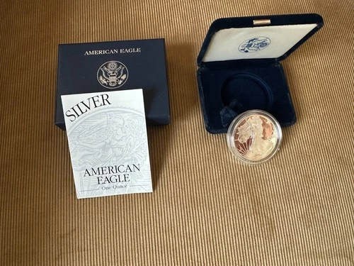 2002-W Proof American Silver Eagle Dollar $1 Box & COA US Mint