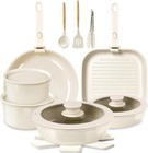 20 Piece Pots and Pans Set, Safe Nonstick Cookware with Detachable Handle, Induc