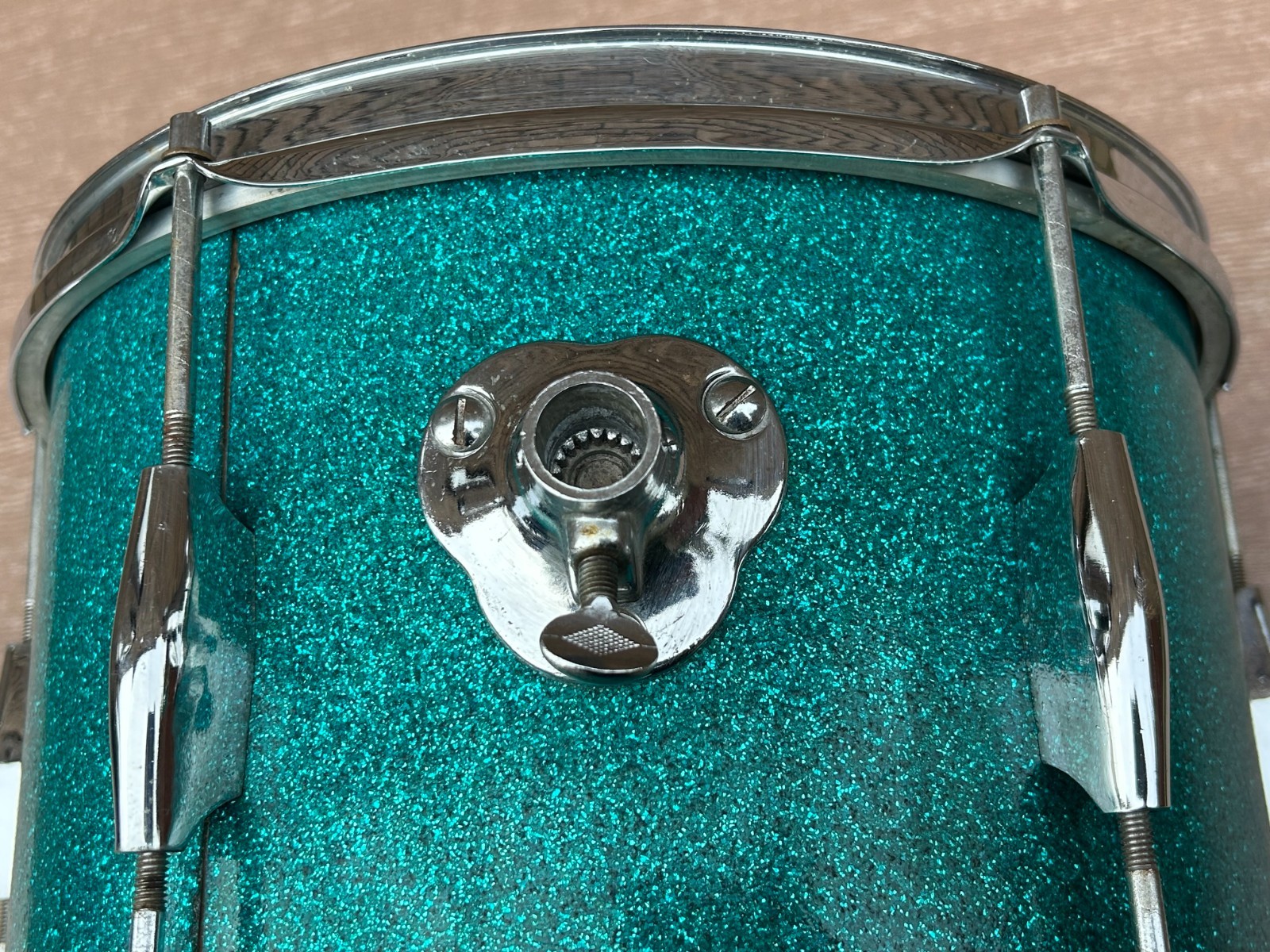 Vintage ROSE MORRIS 12''x08'' 6-lug Rack Tom Birch-Green Spackle **VIDEO DEMO** photo 4