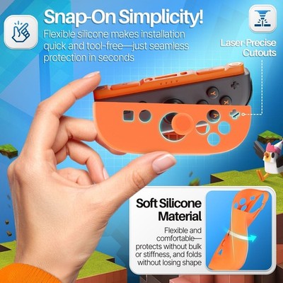 Silicone Joy Con Case for Nintendo Switch 2 2025 (Neon Blue+Orange