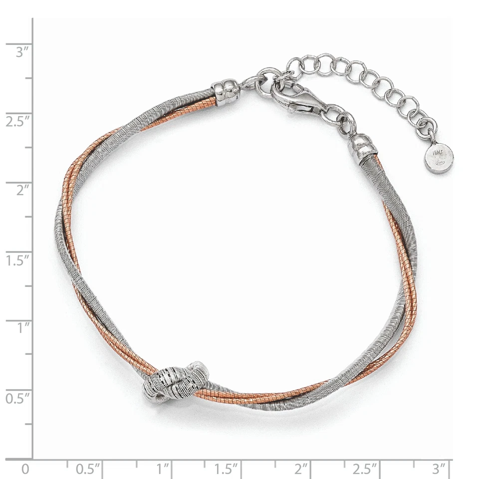 Silver Rose Gold-plated 7.5in/1in Ext Bracelet QLF442 - Image 2 of 2