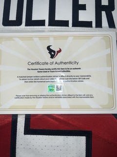 NFL PLAYER ISSUED Game Jersey Authentic Nike On Field W/ COA Houston Texans