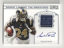 2012 National Treasures Isaiah Pead Rookie Laundry Tag Autograph #/10 Rams
