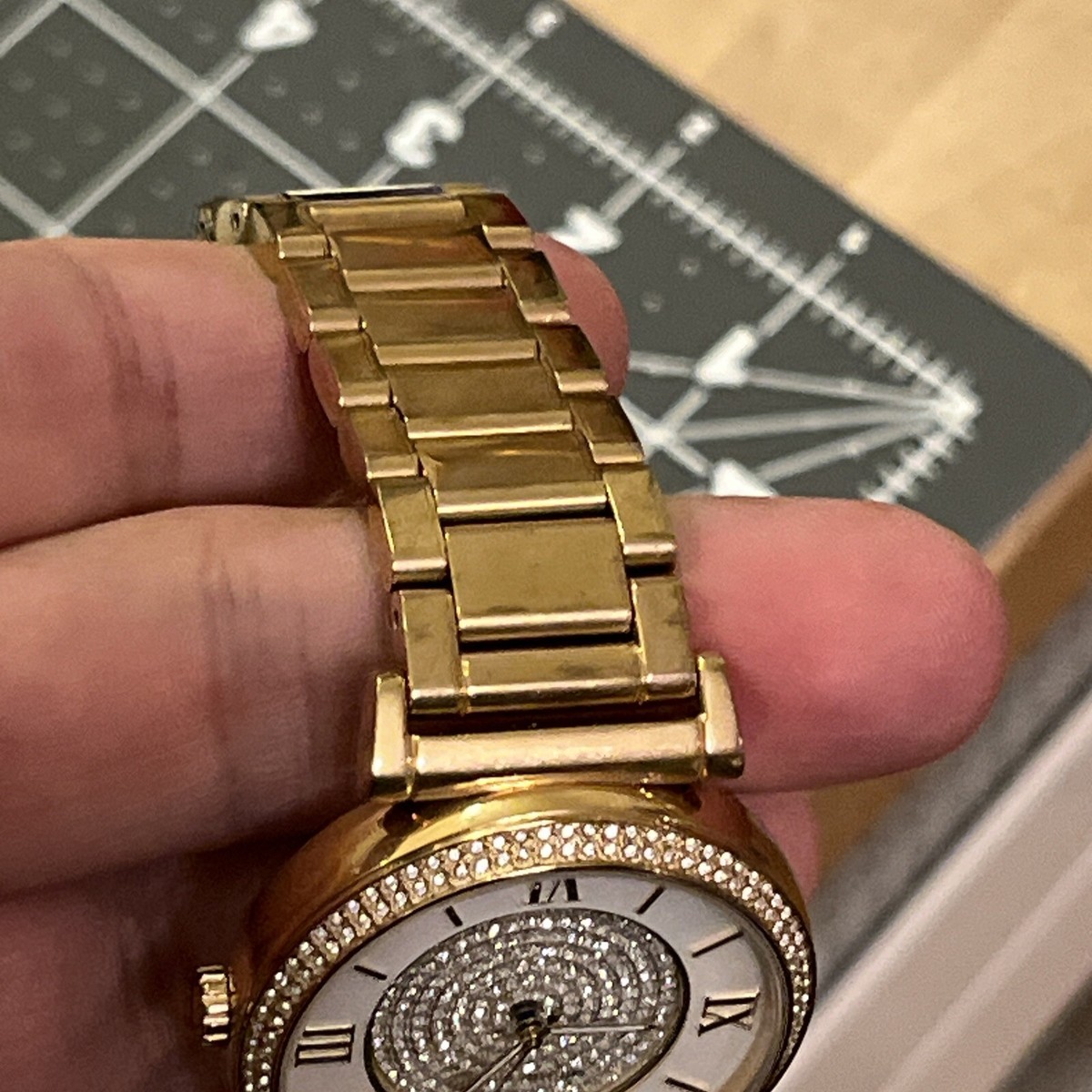 Michael Kors Catlin Mother Of Pearl Dial Gold Steel Strap Watch