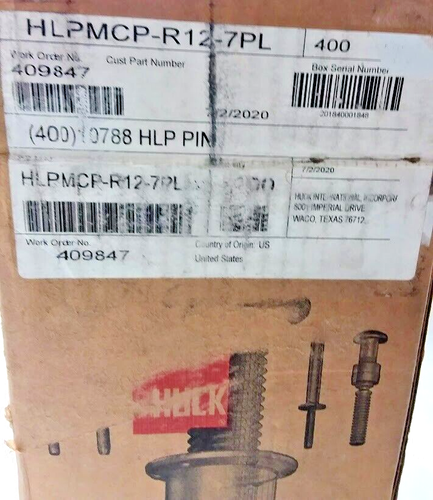 Huck Hucktainer 3/8" schwer verzinkt HLPMC-R12-7PL Stahl Stift Stck 400 - Bild 4 von 6