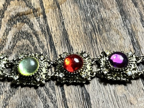 Vintage jelly belly lucite 70's 80's bracelet estate colorful Panel links 7.5 - Picture 7 of 12