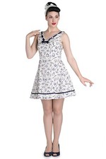 Vintage Sailor Dress Tea Dress Cream Blue Cotton Hellbunny Pride Nautical