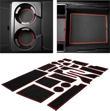 Red Console Cup Liner Pads Door Slot Non Slip Rubber Mats Fits 17-20 Fusion