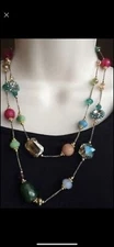 Premier Designs Paradise Found Necklace Green & Rose Beads with Gold Tone